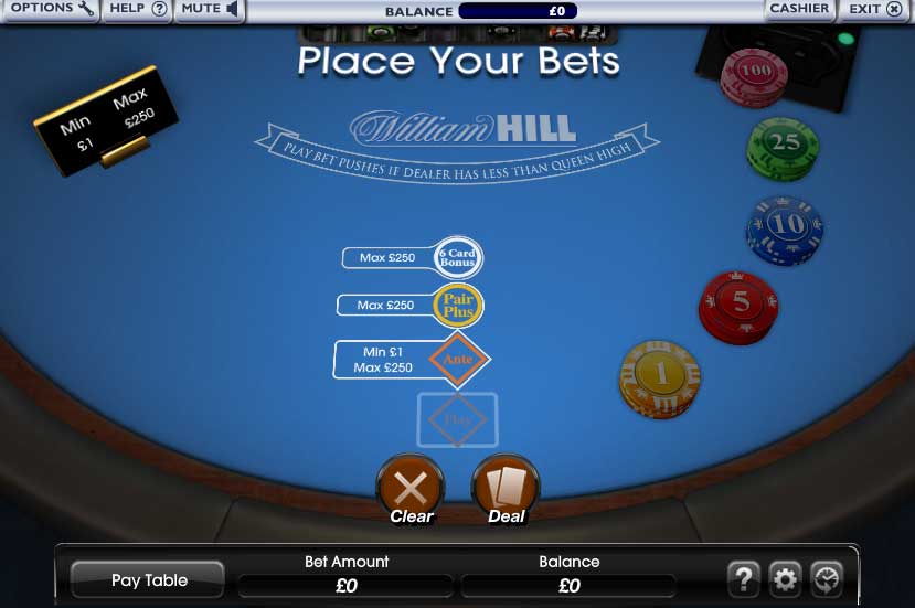 William Hill 3 Card Poker RNG Version